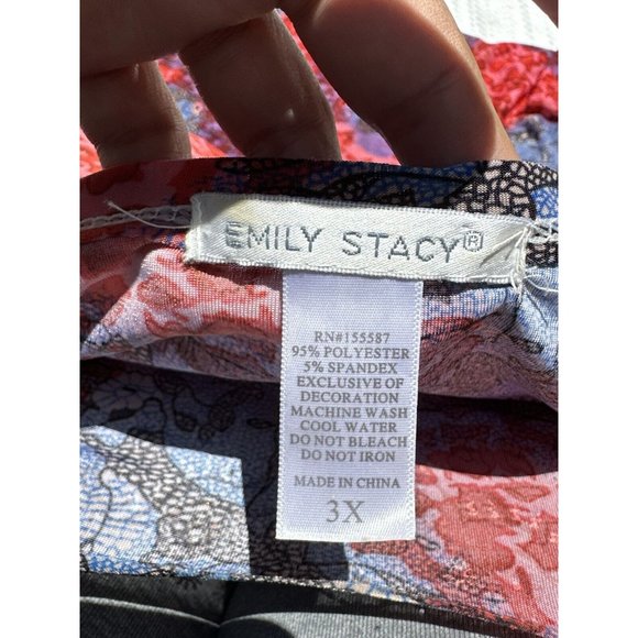 Emily Stacy Top Women Size 3 Extra Large Multicolor Floral Crew Neck Sleeveless - Picture 8 of 9